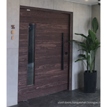 Interior UV painted panel pivot wood door with glass for office